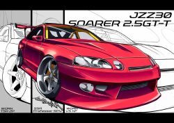 car chris_ilst highres letterboxed motor_vehicle no_humans original red_car spoiler_(automobile) sports_car stance_(vehicle) toyota toyota_soarer vehicle_focus vehicle_name