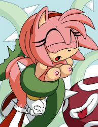 1girl amy_rose animated animated_gif ass bouncing_breasts breasts dboy closed_eyes gloves mario_(series) nintendo nipples open_mouth piranha_plant plant project_x sonic_(series) sonic_(series) spanking super_mario_bros._1 tongue vines