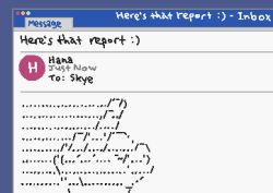 1girl ahoge animated animated_gif ascii_art blue_hair chair computer_keyboard english_text hcnone long_sleeves monitor office_lady original pink_eyes pixel_art punching short_hair skye_(hcnone) solo table