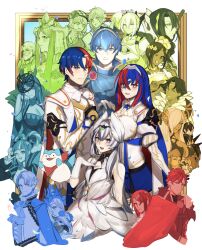 absurdres alcryst_(fire_emblem) female_alear_(fire_emblem) male_alear_(fire_emblem) alfred_(fire_emblem) armor bare_shoulders beard black_choker black_hair blue_eyes blue_hair braid breasts celine_(fire_emblem) choker clanne_(fire_emblem) crossed_bangs crown_braid diamant_(fire_emblem) facial_hair feather_hair_ornament feathers fire_emblem fire_emblem_engage fogado_(fire_emblem) framme_(fire_emblem) gloves griss_(fire_emblem) hair_between_eyes hair_ornament heterochromia highres hortensia_(fire_emblem) ivy_(fire_emblem) large_breasts long_hair looking_at_viewer lumera_(fire_emblem) marni_(fire_emblem) marth_(emblem)_(fire_emblem) marth_(fire_emblem) matching_hair/eyes mauvier_(fire_emblem) medium_breasts multicolored_hair multiple_girls nel_(fire_emblem) nintendo purple_eyes rafal_(fire_emblem) red_eyes red_hair seinikuten short_hair small_breasts smile sombron_(fire_emblem) sommie_(fire_emblem) split-color_hair tiara timerra_(fire_emblem) two-tone_hair vander_(fire_emblem) very_long_hair veyle_(fire_emblem) wavy_hair zephia_(fire_emblem)