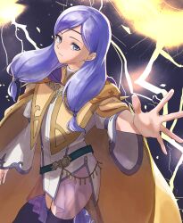 1girl absurdres boots cape fire_emblem fire_emblem:_radiant_dawn highres ilyana_(fire_emblem) knee_boots long_hair low-tied_long_hair low_twintails marukubi9595 nintendo purple_hair purple_skirt skirt twintails