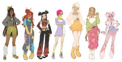 6+girls abs absurdres aisha_(winx_club) animal_print ankle_socks anklet aqua_eyes asian asymmetrical_hair asymmetrical_sleeves bandaid bandaid_on_cheek bandaid_on_face bead_necklace beads bear_print belt belt_buckle black_belt black_choker black_hair black_sandals black_sleeves blonde_hair bloom_(winx_club) blue_eyes blue_overalls blue_shirt blue_skirt blunt_bangs boots bow bow_legwear braid breasts bright_pupils brown_hair buckle chain chain_necklace choker cleavage cleavage_cutout clenched_teeth closed_mouth clothes_writing clothing_cutout coat colored_skin commentary crescent_print crop_top crossed_arms dark-skinned_female dark_skin denim denim_skirt detached_sleeves earrings english_commentary expressionless eyeliner eyes_visible_through_hair fanny_pack flame_print flora_(winx_club) floral_print flower flower_necklace frilled_arm_warmers frilled_skirt frilled_sleeves frills full_body fur-trimmed_skirt fur_trim goggles gradient_clothes gradient_skirt green-tinted_eyewear green_bag green_bow green_eyes green_headscarf green_jacket green_sandals green_shorts green_shrug grey_belt grey_hoodie grey_shirt hair_between_eyes hair_bun hair_flower hair_ornament hairclip hand_on_own_hip hands_on_own_hips happy headscarf heart heart-shaped_eyewear heart_cutout heart_hair_ornament heart_necklace height_difference high-waist_skirt high_belt high_heel_boots high_heels highres hood hood_down hoodie jacket jacket_partially_removed jewelry knees large_earrings layered_shirt layered_sleeves leg_ribbon leg_warmers light_blush light_frown lipstick lock lock_necklace long_hair long_hair_between_eyes long_skirt long_sleeves looking_at_another low_twin_braids makeup midriff miniskirt mismatched_sleeves multicolored_choker multicolored_hair multicolored_skin multiple_girls musa_(winx_club) navel necklace o-ring o-ring_choker off-shoulder_shirt off_shoulder original overalls own_hands_together paint_splatter paint_splatter_on_face paintbrush pencil_skirt pink-tinted_eyewear pink_bow pink_flower pink_hair pink_lips pink_ribbon pink_skirt platform_boots platform_sandals puffy_long_sleeves puffy_short_sleeves puffy_sleeves punk purple_coat red_eyeliner red_hair red_tank_top ribbon sandals see-through_clothes see-through_shirt shirt shoes short_hair_with_long_locks short_over_long_sleeves short_sleeves short_twintails shorts side_slit sidelocks simple_background single_hair_bun skirt skirt_set skull_earrings skull_hair_ornament sleeve_ribbon sleeves_past_wrists smile smirk sneakers socks spiked_choker spiked_sandals spikes standing star_(symbol) star_earrings star_print stella_(winx_club) stomach_cutout straight_hair strap_slip strapless strapless_shirt streaked_hair studded_belt sun_print sunglasses tall_female tan tank_top tecna_(winx_club) teeth thick_eyebrows tinted_eyewear toes toned toned_female torn_clothes torn_sleeves triangle_earrings turtleneck turtleneck_shirt twin_braids twintails two-tone_hair two-tone_skin two_side_up vertical-striped_sleeves very_long_hair white_arm_warmers white_background white_choker white_hair white_leg_warmers white_pupils white_ribbon white_shirt white_shoes white_skirt white_socks wikate winx_club wrist_bow yellow_boots yellow_eyes yellow_lips yellow_shirt yellow_shoes yellow_skirt