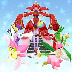 Rule 34 | belt, covered eyes, crown, digimon, digimon (creature), fairy, flower, highres, lilamon, lilimon, long hair, mask, monster girl, petals, plant girl, rafflesimon