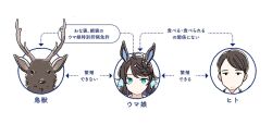 Rule 34 | 1boy, 1girl, 1other, animal ears, black hair, blue eyes, chart, check translation, commentary, commentary request, daring tact (umamusume), deer, hair ornament, horns, horse ears, horse girl, long hair, looking at viewer, mochi mayushi, partially translated, star (symbol), star hair ornament, symbol-only commentary, trainer (umamusume), translation request, umamusume, white background