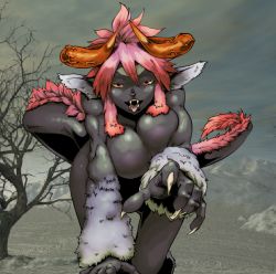 behemoth black_skin breasts colored_skin horns mon-musu_quest! monster_girl tagme