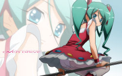 00s 1girl aqua_eyes ass boots broom dress female_focus green_eyes green_hair hair_ribbon highres kuroki_manatsu matching_hair/eyes panties panties_under_pantyhose pantyhose ribbon sidesaddle sitting_on_bar solo sugimura_tomokazu twintails underwear upskirt utakata watermark web_address white_panties white_pantyhose zoom_layer