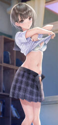 blue_reflection_(series) blue_reflection_maboroshi_ni_mau_shoujo_no_ken highres kishida_mel non-web_source plaid_clothes plaid_skirt shirai_hinako skirt tagme