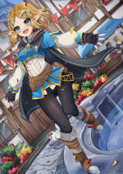 Rule 34 | 4girls, :d, absurdres, bird, black cape, black gloves, black pants, blonde hair, blue eyes, blush, boots, cape, chicken, commentary, cucco, cyan paint, english commentary, fingerless gloves, gloves, highres, long sleeves, looking at viewer, multiple girls, nintendo, open mouth, pants, people, pointy ears, princess zelda, short hair, smile, solo focus, the legend of zelda, the legend of zelda: tears of the kingdom, triforce