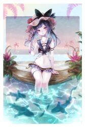 1girl bikini haiki_(hakkyoii06) hat highres navel swimsuit tagme