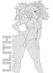 Rule 34 | bow, breasts, coif, fire emblem, fire emblem fates, hair over one eye, large breasts, lillithcharlott2, navel, nintendo, panties, peri (fire emblem), sketch, thighhighs, twintails, underboob, underwear