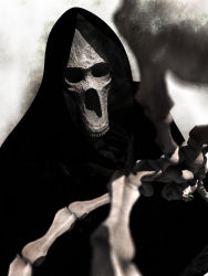 3d cloak death_(entity) deino_(deino3330) grim_reaper highres no_humans skeleton