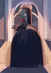 Rule 34 | alternate color, black dress, black gloves, black veil, blue hair, bob cut, candle, dress, elbow gloves, gardevoir, gen 3 pokemon, gloves, hair over one eye, highres, holding, holding candle, looking at viewer, mega gardevoir, mega pokemon, nintendo, pokemon, pokemon (creature), red eyes, shiny pokemon, ten p, veil