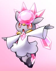 10s crystal diancie dress gen_6_pokemon legendary_pokemon manticore666 mythical_pokemon nintendo no_humans open_mouth pokemon pokemon_(creature) pokemon_xy red_eyes simple_background solo