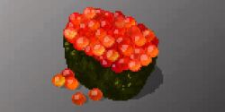 fish_(food) food grey_background gunkanmaki hisachan55cute ikura_(food) no_humans nori_(seaweed) original pixel_art roe scenery simple_background sushi