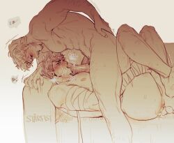 2boys 335291 anal anal_beads anal_fluid anal_object_insertion arm_hair bandaged_arm bandaged_hand bandages blush closed_eyes collarbone commentary completely_nude couch crossed_ankles cum cum_on_body ejaculation erection facial facial_hair fingernails foot_out_of_frame guardians_of_the_galaxy hand_on_own_back highres implied_penetration iron_fist_(marvel) lin_lie_(marvel) lying male_focus male_pubic_hair marvel marvel_cinematic_universe marvel_rivals motion_lines multiple_boys nipples nude object_insertion on_back open_mouth pectorals penis peter_quill pubic_hair sex sex_toy short_hair sidepec sound_effects speech_bubble sweat trembling veins veiny_penis very_sweaty yaoi