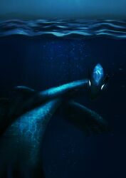 absurdres crain1art diving flippers gen_2_pokemon glowing glowing_eyes highres legendary_pokemon lugia nintendo ocean pokemon pokemon_(creature) reflection reflective_water underwater water water_surface