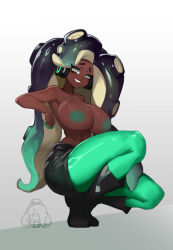 1girl breasts dark-skinned_female dark_skin large_breasts little_blood marina_(splatoon) solo splatoon_(series) splatoon_2