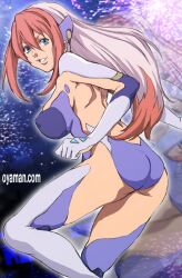 1girl aerial_fireworks ass birdy_cephon_altera blue_eyes blue_leotard breasts colored_bangs elbow_gloves fireworks gloves large_breasts leotard lips long_hair looking_at_viewer multicolored_hair oyaman pink_hair sideboob smile solo tetsuwan_birdy tetsuwan_birdy_decode thighhighs two-tone_hair white_hair