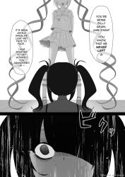2girls ame-chan_(needy_girl_overdose) chest_bow chouzetsusaikawa_tenshi-chan constricted_pupils dual_persona english_text eyes_out_of_frame hair_over_one_eye head_out_of_frame height_difference highres ixopod looking_at_another multiple_girls needy_girl_overdose on_ground open_mouth partially_shaded_face quad_tails school_uniform serafuku short_twintails sidelocks sound_effects speech_bubble standing sweatdrop translation_request twintails white_serafuku wide-eyed
