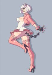 Rule 34 | 1girl, absurdres, anal beads, ass, bottomless, breasts, elphelt valentine, guilty gear, guilty gear strive, highres, kingofghouls, no panties, pussy, sex toy, skirt, thick thighs, thighhighs, thighs, upskirt, white hair
