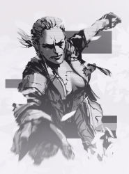 artist_request bodysuit breasts female_focus highres metal_gear_(series) metal_gear_solid_3:_snake_eater official_style open_clothes open_shirt scar scar_on_chest solo the_boss