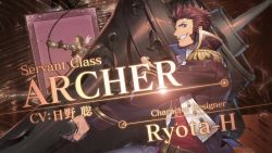 1boy ad archer_class_(fate) beard blue_eyes brown_hair card epaulettes facial_hair fate/grand_order fate_(series) holding holding_weapon huge_weapon long_sideburns long_sleeves looking_at_viewer male_focus military military_uniform muscular napoleon_bonaparte_(fate) official_art pants ryota-h sideburns smile solo third-party_source weapon