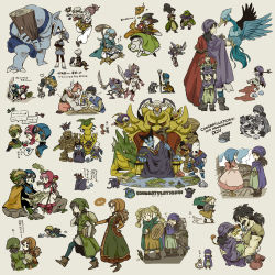 1980s_(style) bianca_(dq5) breasts closed_mouth commentary_request dragon_lord dragon_quest dragon_quest_ii dragon_quest_iii dragon_quest_v dragon_quest_vii dress everyone martial_artist_(dq3) flora_(dq5) gabo hargon hero_(dq5) hero_(dq7) highres gadabout_(dq3) long_hair long_sleeves mage_(dq3) maribel_(dq7) medium_breasts medium_hair merchant_(dq3) multiple_boys multiple_girls oldschool pettyraps prince_of_lorasia prince_of_samantoria princess_of_moonbrook short_hair slime_(dragon_quest) smile warrior_(dq3) thief_(dq3) white_dress