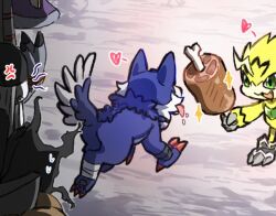Rule 34 | angemon, anubimon, digimon, digimon (creature), dobermon, fang, food, loogamon, meat, pulsemon, tongue, tongue out, wolf