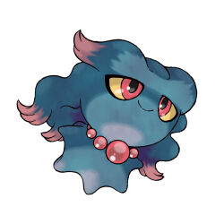 closed_mouth colored_sclera full_body gen_2_pokemon misdreavus nintendo no_humans official_art pokemon pokemon_(creature) pokemon_focus pokemon_frlg red_eyes simple_background smile solo sugimori_ken third-party_source white_background yellow_sclera