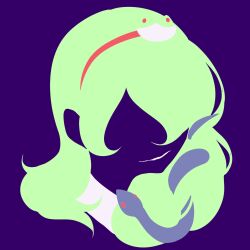Rule 34 | 1girl, animal hair ornament, collared shirt, frog, frog hair ornament, green hair, hair ornament, highres, kochiya sanae, limited palette, long hair, maskin mei, minimalism, open mouth, purple background, red eyes, shirt, simple background, smile, snake, snake hair ornament, touhou