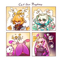 Rule 34 | ahoge, animal ears, antenna hair, arthropod girl, black jacket, blonde hair, blue eyes, cat ears, clothing cutout, cockroach girl, dokibird (vtuber), dokibird (vtuber) (bounty hunter), dragoon (dokibird), flower, gradient hair, highres, indie virtual youtuber, jacket, long hair, matara kan, medium hair, meme attire, mint fantome, mint fantome (minto 2.0), momo (matara kan), monster girl, multicolored hair, open-chest sweater, pink hair, red eyes, shirt, sigithechicken, sweater, virtual youtuber, vshojo, wisps (mint fantome)