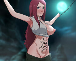 1girl absurdres armpits blush breasts highres long_hair naruto_(series) naruto_shippuuden nipples noxdsa pussy red_hair solo uzumaki_kushina