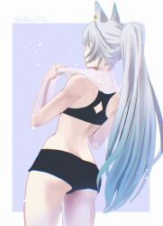 1girl animal_ears aoiabyss ass butt_crack feixiao_(honkai:_star_rail) highres honkai:_star_rail honkai_(series) short_shorts shorts tagme