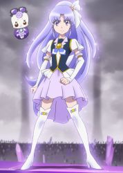 10s 1girl anime_screenshot boots cure_fortune fairy female_focus glowing gurasan_(happinesscharge_precure!) happinesscharge_precure! highres hikawa_iona long_hair magical_girl official_art ponytail precure purple_eyes purple_hair solo thigh_boots thighhighs