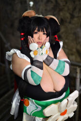 Rule 34 | 1girl, absurdres, animal ears, asian, black hair, breasts, cleavage, fat, fat woman, highres, hoshima mika, huge breasts, long hair, maaru tougou, photo (medium), pig ears, pochamaider, solo, thick thighs, thighs, twintails, wide hips