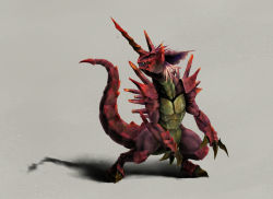 absurdres armor claws creatures_(company) game_freak gen_1_pokemon highres horns kyougyo nidoking nintendo no_humans pokemon pokemon_(creature) realistic simple_background yellow_eyes