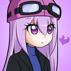 Rule 34 | 1boy, black jacket, blue shirt, digimon, digimon story: sunburst and moonlight, goggles, goggles on head, hat, heart, jacket, long hair, lowres, male focus, megumon109, sayo (digimon), shirt, solo
