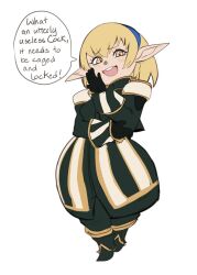 Rule 34 | 0lightsource, 1girl, blonde hair, english text, final fantasy, final fantasy xi, highres, looking at viewer, mesugaki, ojou-sama pose, pointy ears, shantotto, short hair, shortstack, smile, smug, smug, tarutaru
