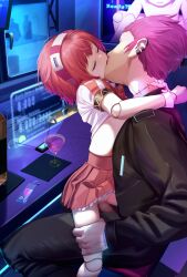 1boy 1girl absurdres akifn breasts censored closed_eyes commentary commission doll_joints dorothy_haze english_commentary hetero highres huge_filesize joints kiss loli miniskirt mosaic_censoring navel paid_reward_available penis pixiv_commission pleated_skirt puffy_short_sleeves puffy_sleeves pussy red_hair red_skirt sex short_hair short_sleeves skirt small_breasts va-11_hall-a vaginal