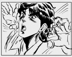 Rule 34 | 1boy, alternate species, black hair, eyelashes, fangs, fingernails, jojo no kimyou na bouken, jonathan joestar, lips, male focus, mrrohansensei, open mouth, phantom blood, retro artstyle, solo, teeth, vampire