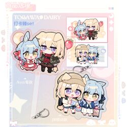 Rule 34 | 2girls, animal ears, aver (yumenokessho), backpack, bag, bang dream!, bang dream! it&#039;s mygo!!!!!, baseball cap, black bag, blonde hair, blue cardigan, blue hair, blue shorts, bow, brown hat, capelet, cardigan, cat ears, cat girl, cat tail, chibi, chinese commentary, chinese text, commentary request, dog ears, dog girl, dog tail, doloris (bang dream!), earrings, ears through headwear, fang, hair between eyes, hair bow, hair ornament, hairclip, hat, highres, holding hands, jewelry, kemonomimi mode, kyou 039, merchandise available, misumi uika, multiple girls, open mouth, purple eyes, rabbit ears, rabbit girl, rabbit tail, red bow, red capelet, red skirt, shorts, sidelocks, skirt, sweets paradise, tail, togawa sakiko, translation request, yellow eyes, yumenokessho