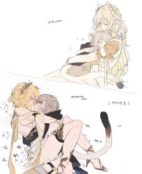 1futa 1girl 2girls aglaea_(honkai:_star_rail) animal_ears cat_ears cat_girl cat_tail cipher_(honkai:_star_rail) eardoor_1022 futa_with_female futanari heavy_breathing honkai:_star_rail honkai_(series) hug multiple_girls multiple_views sex sleeping suspended_congress tail