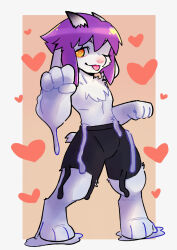 1other :p ambiguous_gender animal_hands bad_tag black_shorts bright_pupils changed chest_fur clenched_hands digitigrade floppy_ears furry goat goat_horns goat_tail gradient_horns heart highres horns melting multicolored_horns no_nipples one_eye_closed orange_background paw_pose purple_hair rummycoffee short_hair short_tail shorts simple_background slime_(creature) slime_(substance) slit_pupils snout standing standing_on_liquid tail tongue tongue_out topless_other two-tone_background two-tone_horns white_background white_fur white_pupils wispy_bangs yellow_eyes yuin_(changed)
