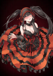 absurdres bairimeng black_gloves black_hair breasts date_a_live dress gloves highres lolita_fashion red_eyes tokisaki_kurumi twintails yellow_eyes