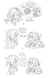Rule 34 | ..., 2girls, :&lt;, breasts, cleavage, clorinde (genshin impact), closed eyes, closed mouth, commentary, dashingicecream, dutch angle, earrings, english commentary, genshin impact, greyscale, highres, jewelry, large breasts, long hair, looking at another, monochrome, multiple girls, navia (genshin impact), open mouth, shirt, smile, sparkle, spoken ellipsis