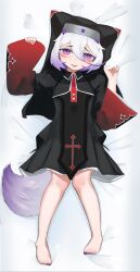 1girl 2024 dog_girl indie_virtual_youtuber loli lying nun on_back pomf rayariot solo ssrfex