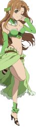 Rule 34 | 00s, 1girl, aria (seiken no blacksmith), breasts, brown hair, cleavage, detached sleeves, high heels, highres, legs, long hair, navel, one eye closed, seiken no blacksmith, smile, tagme, wink