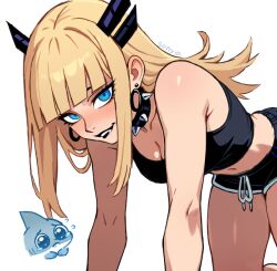 1girl blonde_hair blue_eyes breasts choker crop_top jeff_(marvel) long_hair looking_at_viewer magik_(x-men) marvel marvel_rivals navel shorts sonyashh x-men