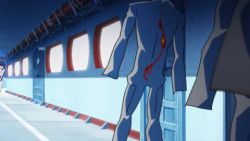 10s 1girl animated animated_gif ass black_hair blue_eyes censored convenient_censoring covers cuffs fighting kicking kill_la_kill kiryuuin_satsuki long_hair lowres nude running shackles spoilers
