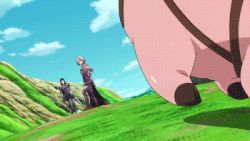 10s 2girls animal animated animated_gif armor black_hair explosion guila hawk_(nanatsu_no_taizai) lowres multiple_girls nanatsu_no_taizai pig